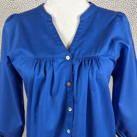 H&M Cobalt Button Down Blouse (Size: 6) - Picture 2 of 12